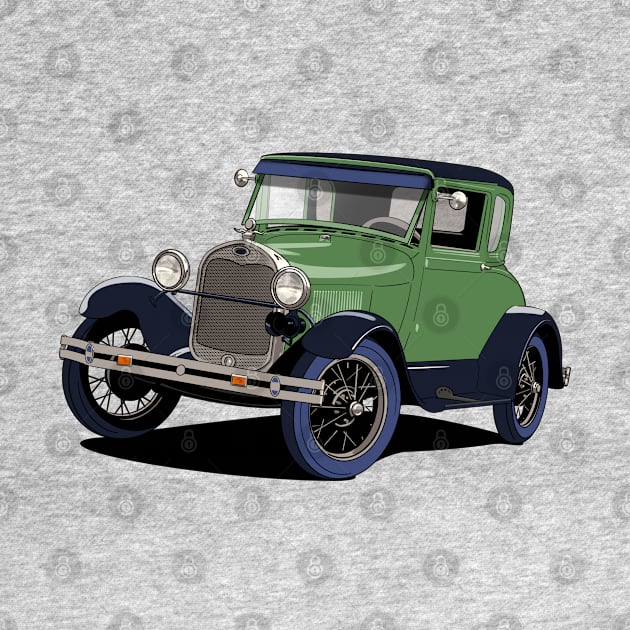 Ford Model A vintage car in green by Webazoot